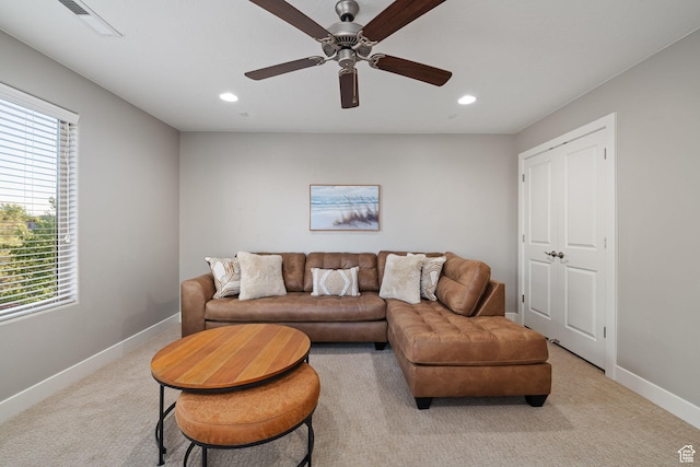 2914 E 1880 S, St George, UT 84790 - living room with light colored carpet, healthy amount of natural light, baseboards, and recessed lighting