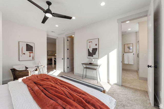 345 E 100 S, Santaquin, UT 84655 - bedroom featuring light colored carpet, recessed lighting, baseboards, and ceiling fan
