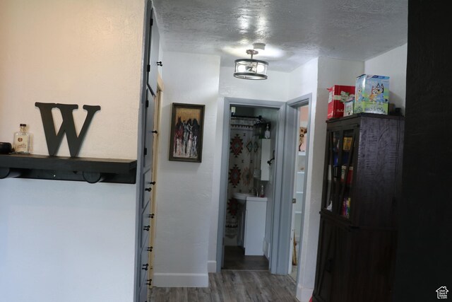484 N Main St, Malad City, ID 83252 - hallway with wood finished floors and a textured ceiling