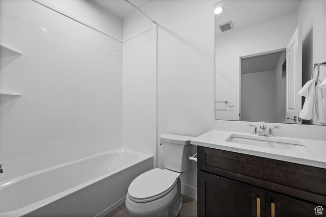 4771 W Juniper Bend Cir, Herriman, UT 84096 - bathroom with toilet, vanity, and washtub / shower combination