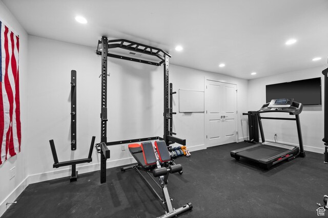 4771 W Juniper Bend Cir, Herriman, UT 84096 - exercise area with recessed lighting and baseboards