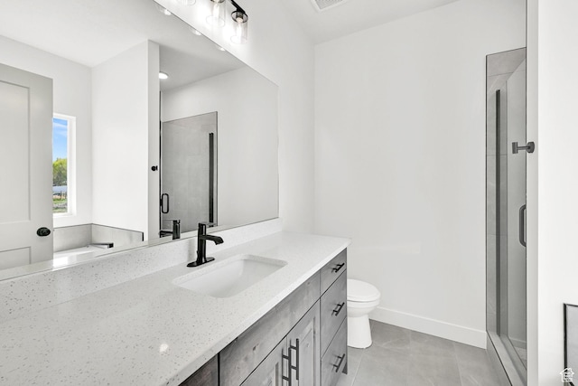 3171 W 5700 S, Roy, UT 84067 - full bath featuring vanity, a shower stall, tile patterned flooring, baseboards, and toilet