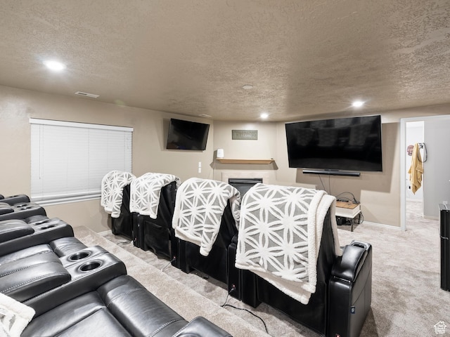 6121 W Indian Oak Dr S, West Jordan, UT 84081 - carpeted cinema with a textured ceiling, a fireplace, recessed lighting, and baseboards