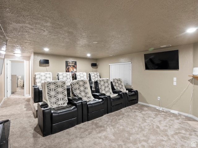 6121 W Indian Oak Dr S, West Jordan, UT 84081 - carpeted cinema with baseboards, a textured ceiling, and recessed lighting