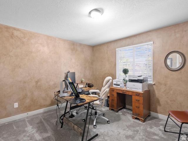6121 W Indian Oak Dr S, West Jordan, UT 84081 - home office with a textured ceiling, carpet flooring, and baseboards