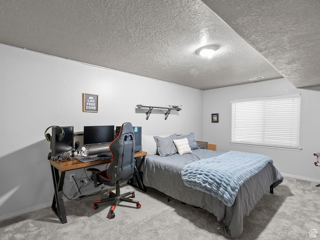 6121 W Indian Oak Dr S, West Jordan, UT 84081 - bedroom with a textured ceiling, carpet flooring, a desk, and baseboards