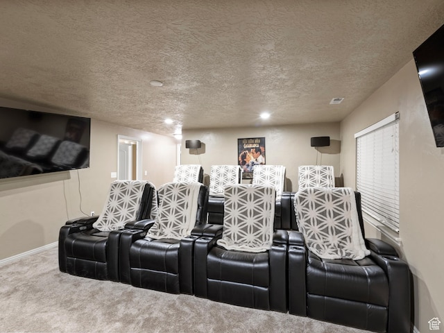 6121 W Indian Oak Dr S, West Jordan, UT 84081 - carpeted cinema room featuring baseboards, a textured ceiling, and recessed lighting