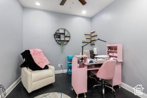 3454 W 150th St N, Hurricane, UT 84737 - office featuring ceiling fan, baseboards, and recessed lighting