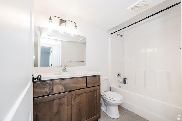 5258 W 3750 S, Hooper, UT 84315 - bathroom featuring toilet, vanity, tile patterned floors, and shower / bath combination