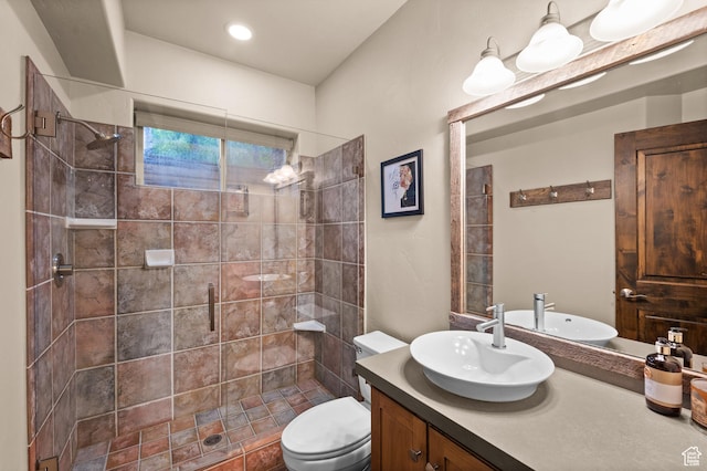8932 Flint Way, Park City, UT 84098 - bathroom with tiled shower, vanity, and toilet
