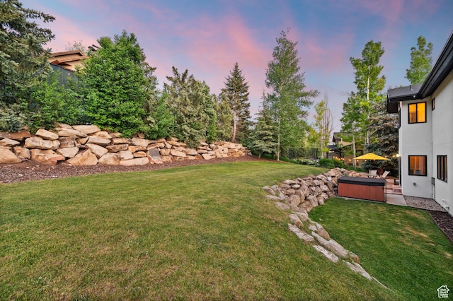 8932 Flint Way, Park City, UT 84098 - yard at dusk with a hot tub