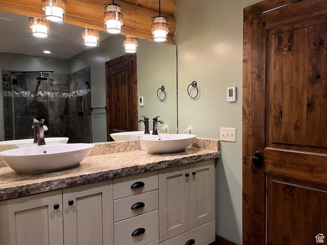 2665 Government Dam Rd, Soda Springs, ID 83276 - bathroom featuring double vanity and tiled shower