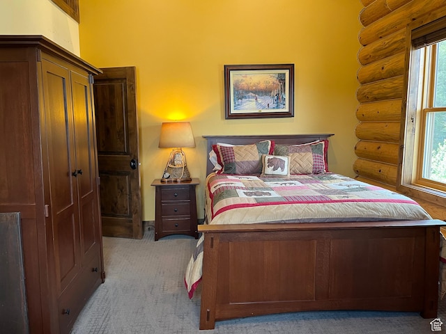 2665 Government Dam Rd, Soda Springs, ID 83276 - bedroom featuring rustic walls and carpet flooring