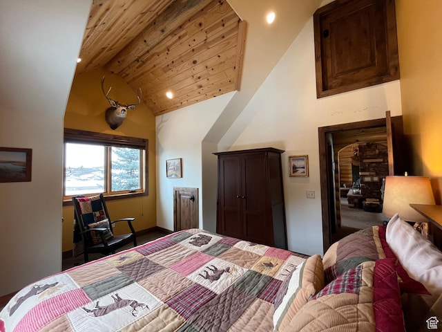 2665 Government Dam Rd, Soda Springs, ID 83276 - bedroom with high vaulted ceiling, recessed lighting, and baseboards