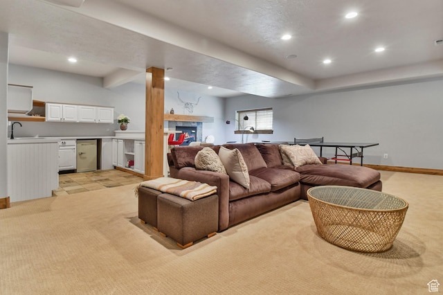 7841 Engen Loop, Park City, UT 84098 - living area featuring light colored carpet, recessed lighting, and baseboards