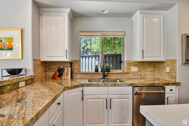 7841 Engen Loop, Park City, UT 84098 - kitchen with dishwasher, white cabinets, a sink, and tasteful backsplash