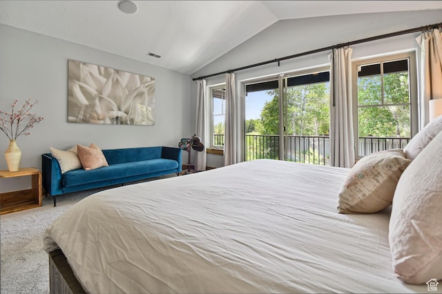 7841 Engen Loop, Park City, UT 84098 - bedroom with lofted ceiling, access to outside, carpet flooring, and multiple windows