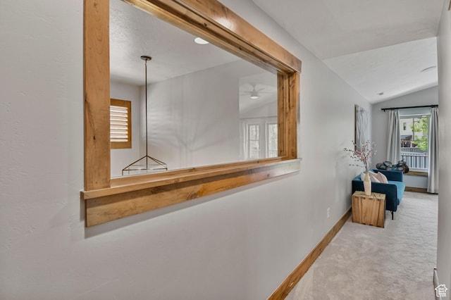 7841 Engen Loop, Park City, UT 84098 - corridor with carpet, vaulted ceiling, healthy amount of natural light, and baseboards