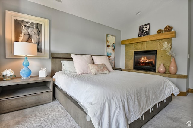 7841 Engen Loop, Park City, UT 84098 - bedroom featuring a tile fireplace and carpet flooring