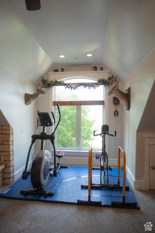 1380 N 300 W, Blanding, UT 84511 - workout area featuring lofted ceiling and baseboards