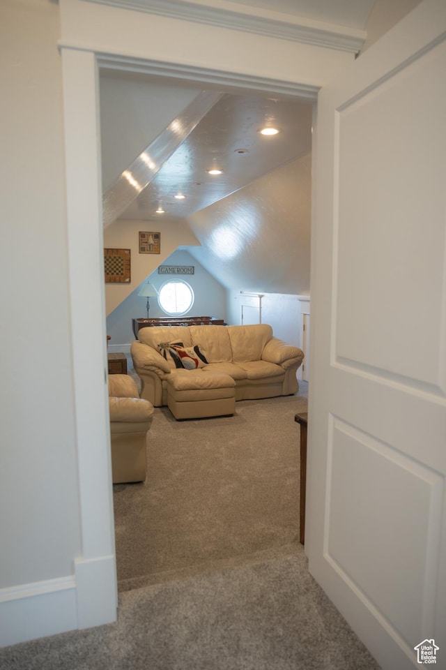 1380 N 300 W, Blanding, UT 84511 - living room with carpet floors and vaulted ceiling