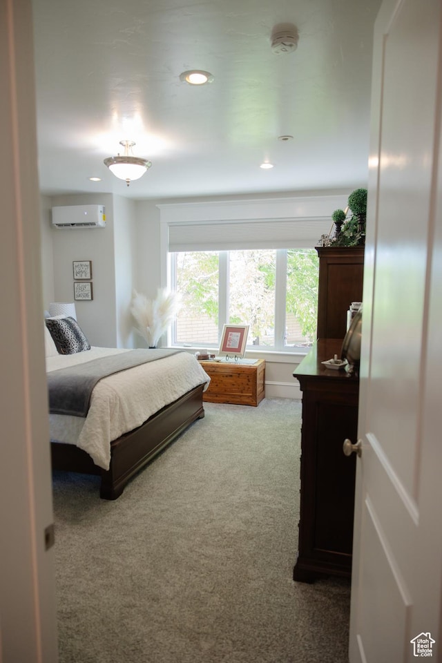 1380 N 300 W, Blanding, UT 84511 - bedroom with a wall mounted air conditioner, carpet flooring, and recessed lighting