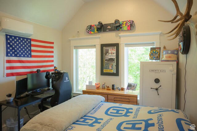 1380 N 300 W, Blanding, UT 84511 - bedroom with a wall unit AC and lofted ceiling