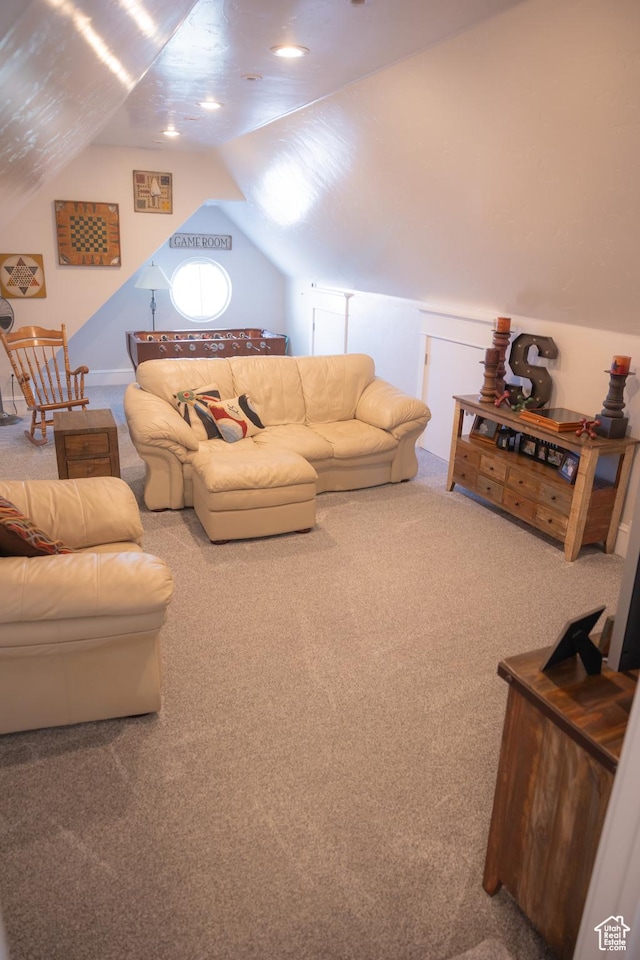 1380 N 300 W, Blanding, UT 84511 - living area featuring carpet flooring and lofted ceiling