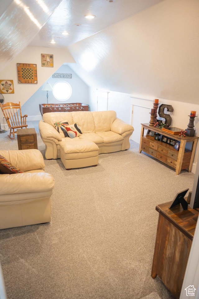 1380 N 300 W, Blanding, UT 84511 - living area with carpet floors and vaulted ceiling