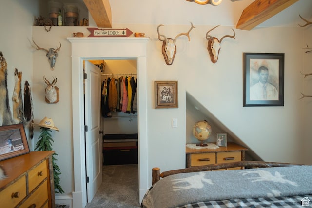 1380 N 300 W, Blanding, UT 84511 - bedroom with a spacious closet, carpet floors, a closet, and beamed ceiling