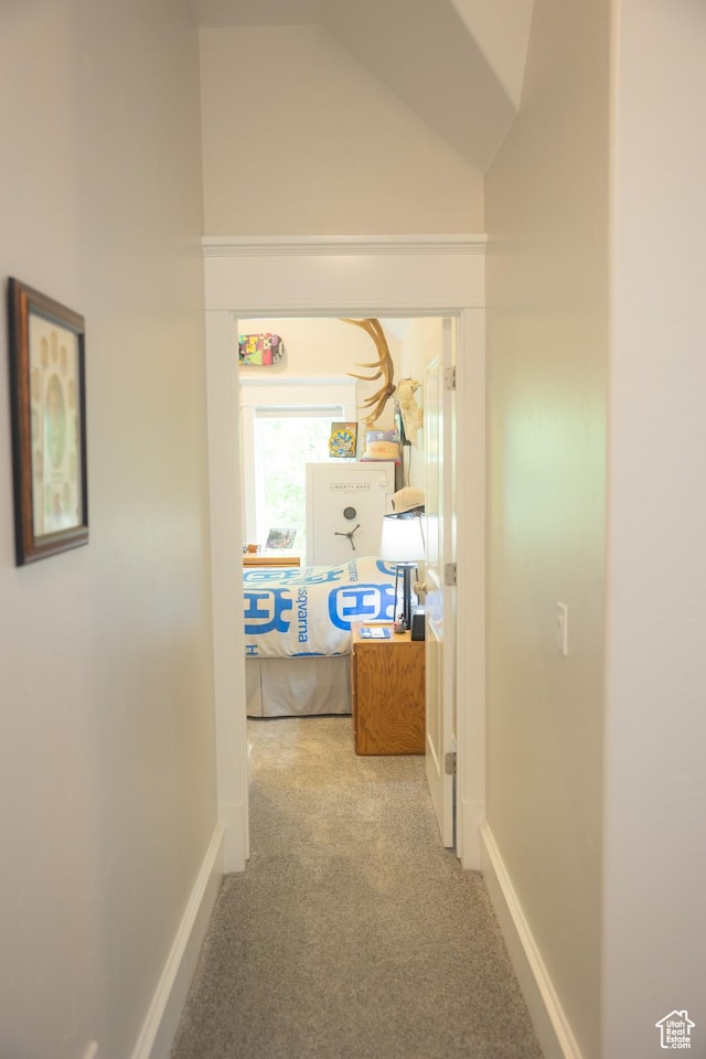 1380 N 300 W, Blanding, UT 84511 - corridor with carpet flooring, baseboards, and lofted ceiling