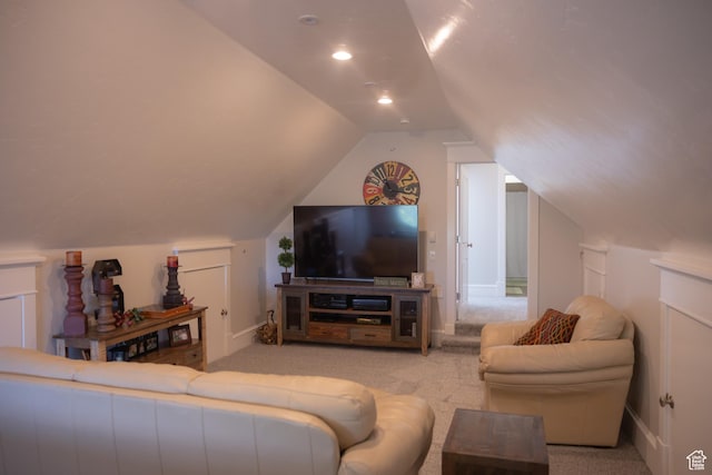 1380 N 300 W, Blanding, UT 84511 - carpeted living room featuring vaulted ceiling and baseboards
