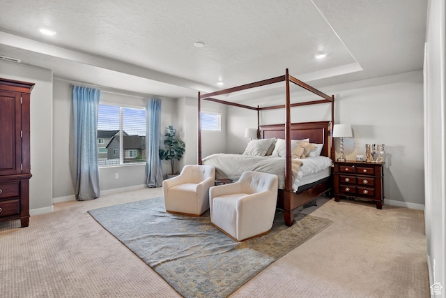 4185 W 800 S, Syracuse, UT 84075 - bedroom featuring light colored carpet, baseboards, a tray ceiling, and recessed lighting