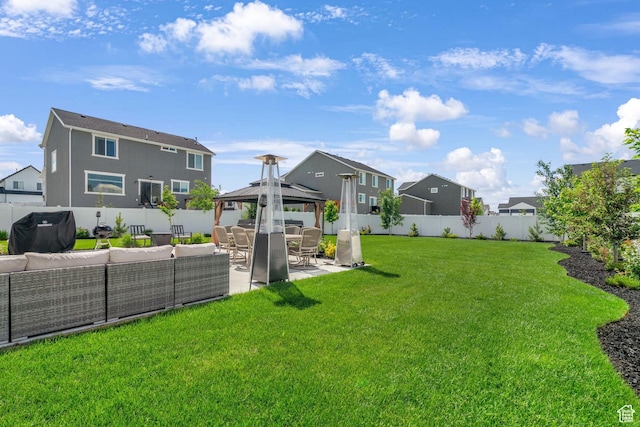 4185 W 800 S, Syracuse, UT 84075 - view of yard featuring an outdoor hangout area, a gazebo, a patio, and a residential view