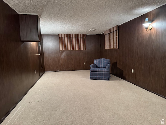 2650 S 2000 W, Syracuse, UT 84075 - unfurnished room with light colored carpet, a textured ceiling, and wood walls