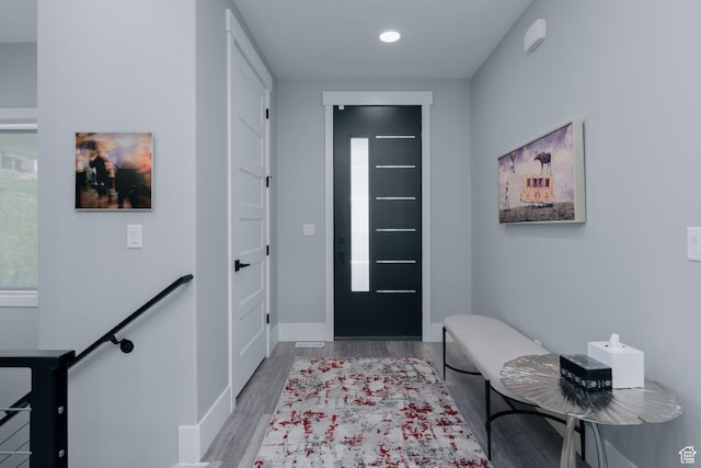 11579 N Groves Edge Dr, Hideout, UT 84036 - entryway featuring light wood-style floors, baseboards, and recessed lighting