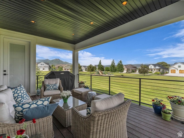 569 W Cascade Loop, Midway, UT 84049 - wooden deck with a residential view, outdoor lounge area, and a yard