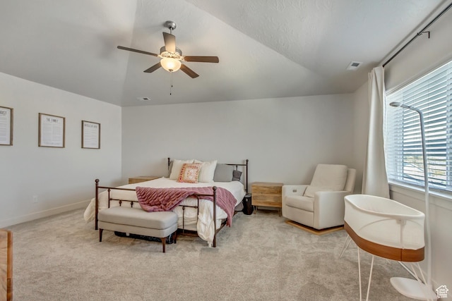 753 N Stallion Dr Unit 601, Spanish Fork, UT 84660 - bedroom with vaulted ceiling, light carpet, a ceiling fan, and baseboards