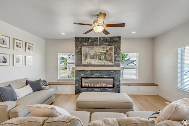 753 N Stallion Dr Unit 601, Spanish Fork, UT 84660 - living room with light wood-style floors, healthy amount of natural light, a ceiling fan, and recessed lighting