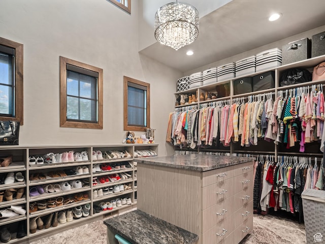 1156 N Valley View Dr, Eden, UT 84310 - walk in closet featuring a chandelier and carpet flooring
