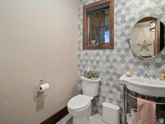 1156 N Valley View Dr, Eden, UT 84310 - half bath with toilet, a sink, and wallpapered walls