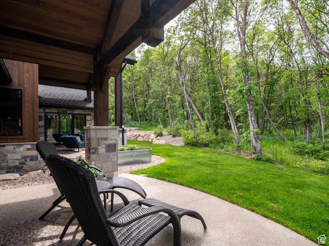 1156 N Valley View Dr, Eden, UT 84310 - view of patio with a forest view