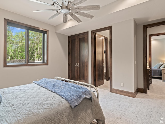 1156 N Valley View Dr, Eden, UT 84310 - bedroom featuring light colored carpet, baseboards, and a ceiling fan