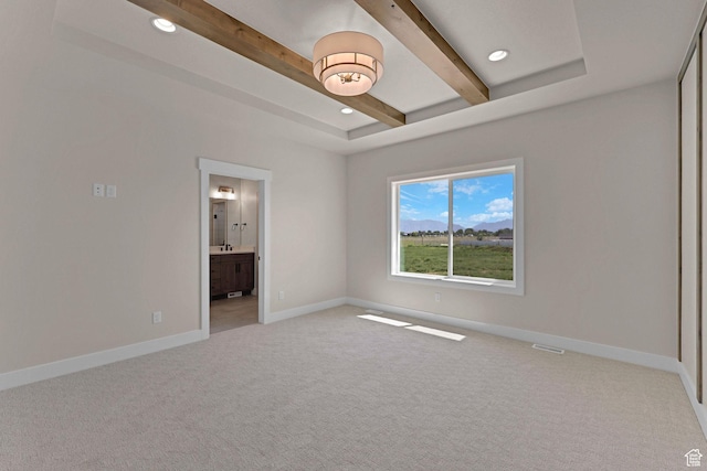 4594 S 6300 W, Hooper, UT 84315 - spare room with beam ceiling, carpet, baseboards, and recessed lighting