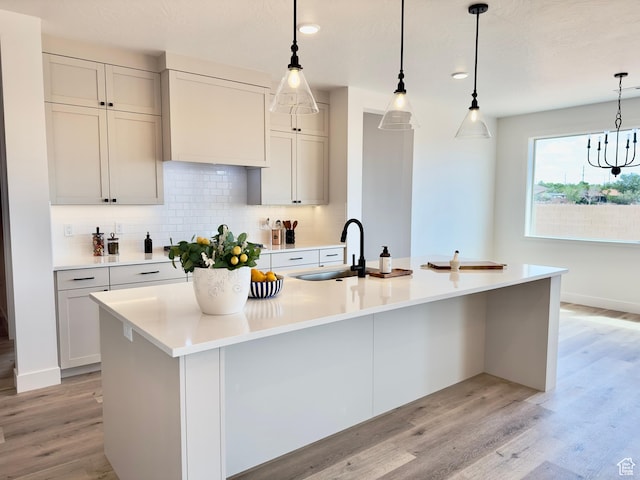 525 N 3380 W Unit 16, Hurricane, UT 84737 - kitchen featuring light wood-style floors, decorative backsplash, a sink, and light countertops