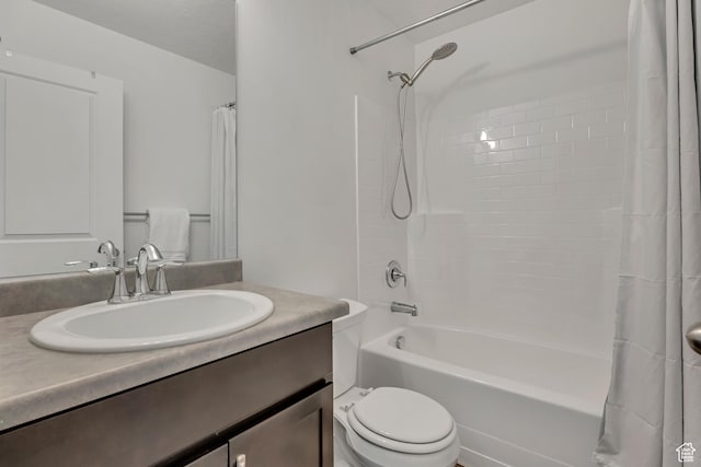 4988 W Mellow Way S, Jordan, UT 84009 - bathroom with shower / tub combo with curtain, vanity, and toilet