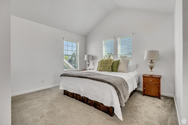4988 W Mellow Way S, Jordan, UT 84009 - bedroom featuring lofted ceiling, light carpet, and baseboards