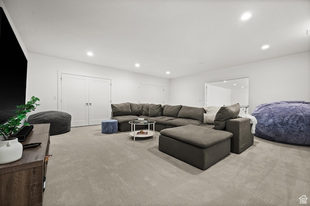 507 W Windmill Gate Cv, Draper, UT 84020 - carpeted living room with recessed lighting