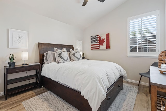 819 E 12085 S, Draper, UT 84020 - bedroom with lofted ceiling, wood finished floors, baseboards, and ceiling fan