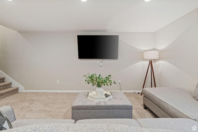 819 E 12085 S, Draper, UT 84020 - living room with carpet, baseboards, recessed lighting, and stairs